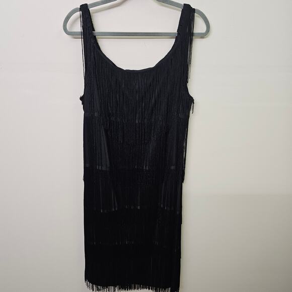 Black Fringe Flapper Dress NWT | Ashley Stewart 20 | Gatsby Party Formal - Picture 7 of 9